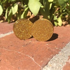 gold sparkle stainless steel screw ear plugs